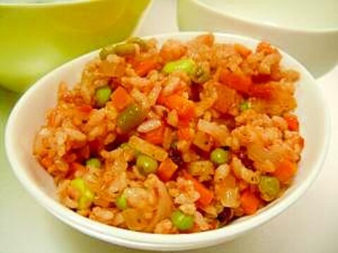 野菜たっぷりの海老入りトマトリゾット～五穀米使用～